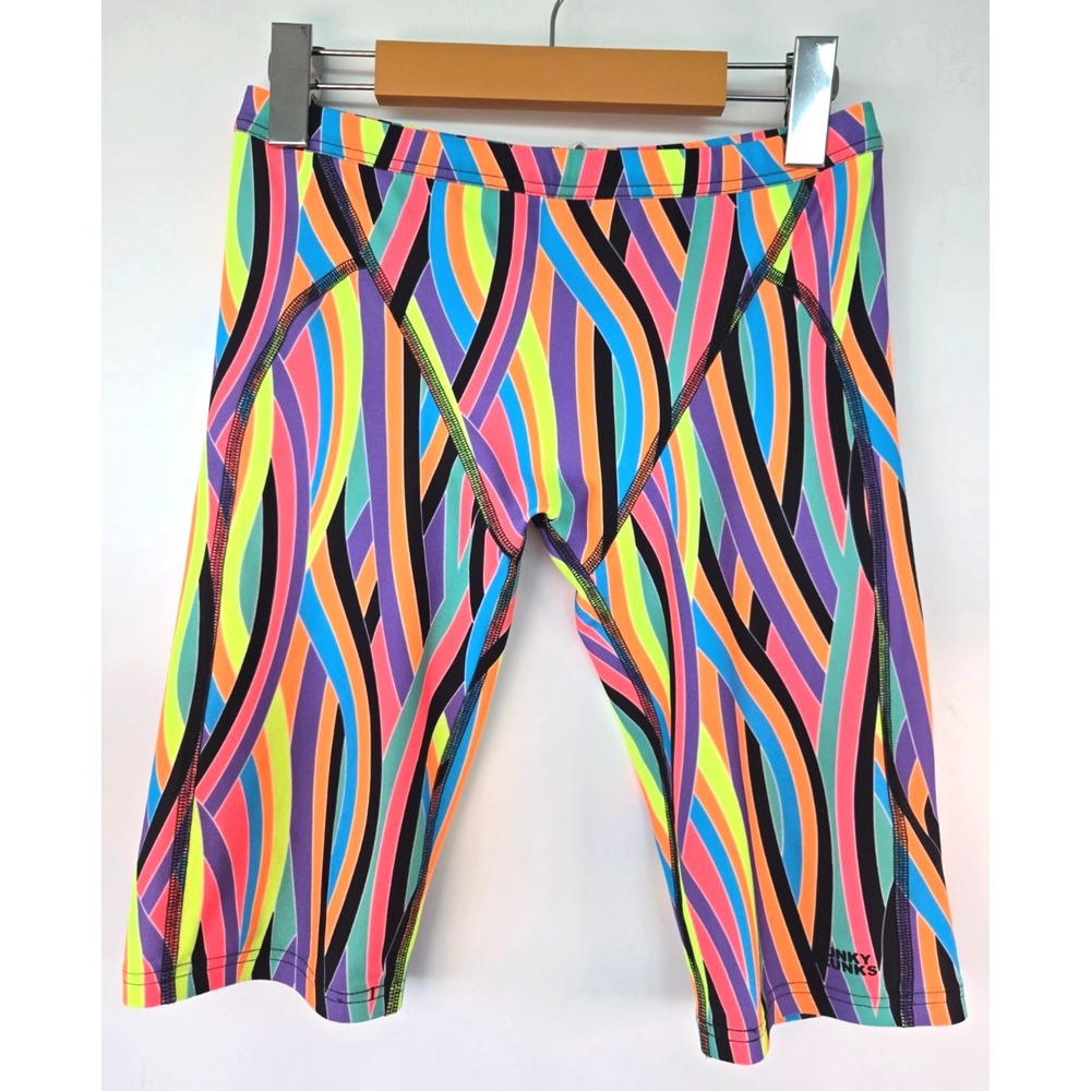 Funky Trunks Training Jammers Men's L/32" Neon Multi Color Geometric Print 70s